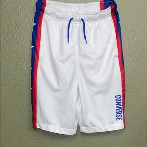 Converse Men's White Shorts with Red and Blue Accents